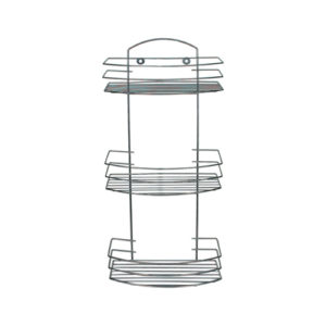 Полка для ванной прямоугольная с радиусом 3-х ярусная, хром зеркальн., арт. ППР-3