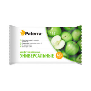 Салфетки влажные УНИВЕРСАЛЬНЫЕ, PATERRA, 15 шт. в уп., размер: 15 х 17 см, 104-085