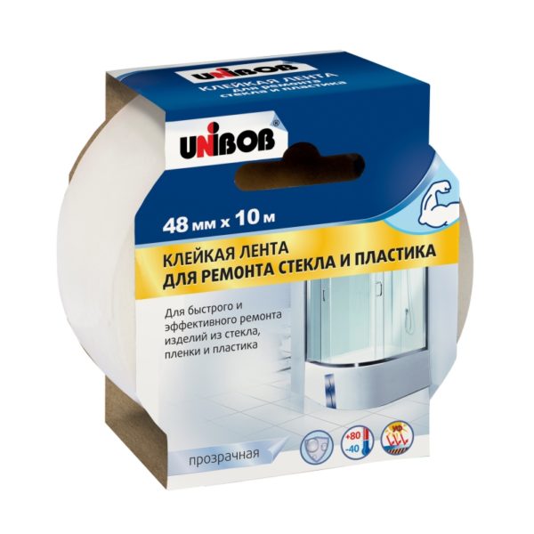 Клейкая лента UNIBOB для ремонта стекла и пластика 48 мм х 10 м