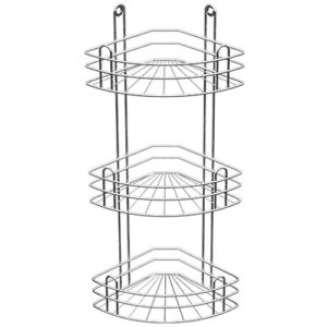 Полка для ванной угловая 3-х ярусная, страйт глубокая хром зеркальный арт. вку-2.3.3