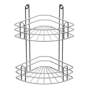 Полка для ванной угловая 2-х ярусная, страйт глубокая хром зеркальный арт. вку-2.2.3