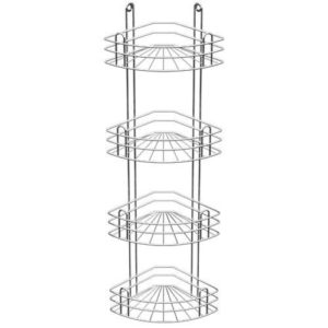 Полка для ванной угловая 4-х ярусная, радиальная глубокая хром зеркальный арт. вку-3.4.3