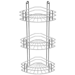 Полка для ванной угловая 3-х ярусная, радиальная глубокая хром зеркальный арт. вку-3.3.3