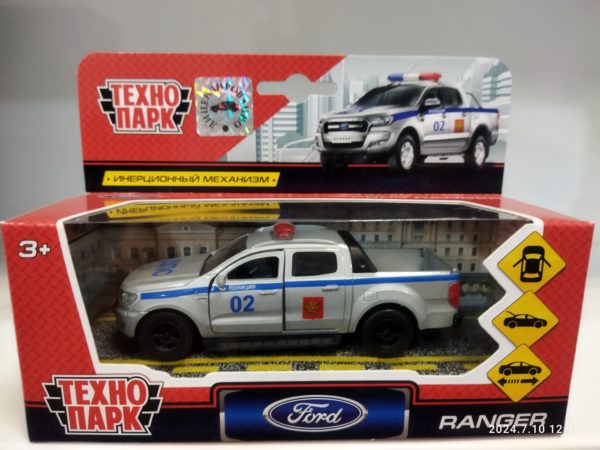 Машина металл FORD ranger, 12 см, дв.., баг., инер.+2 дор.знака,  в  ассор. Технопарк в кор.2*24шт