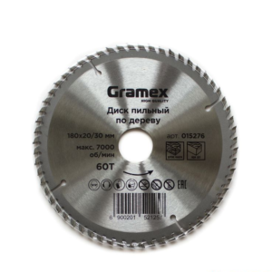 Диск пильный по дереву 180*30/20*60Т GRAMEX (1/50)