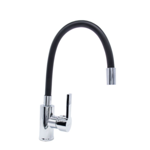 Смеситель  д/кухни Kranar KC 2626BLACK-N, шаровый, черный, излив гибкий силиконовый, п/г (1/10)