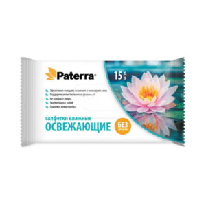 Салфетки влажные ОСВЕЖАЮЩИЕ, PATERRA, 15 шт. в упаковке, 15 х 17 см, 104-082