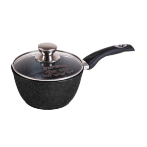 Ковш 1,2л АП Гранит black с несъемной ручкой и стеклянной крышкой арт. 81802